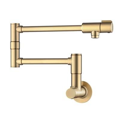Bolden Wall Mount Pot Filler Kitchen Faucet with Retractable Arm in Spot-Free Brushed Brass by Kraus