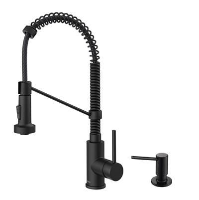 BoldenE Single Handle Commercial Kitchen Faucet with Soap Dispenser in Matte Black Finish