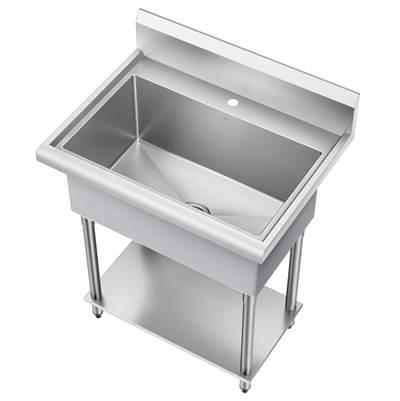 Standart Pro 32'' 18-Gauge Stainless Steel Single Bowl Commercial Style Laundry Utility Sink
