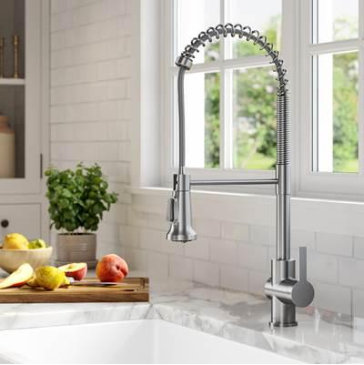 BrittE Commercial Style Pull-Down Single Handle Kitchen Faucet in Spot Free Stainless Steel