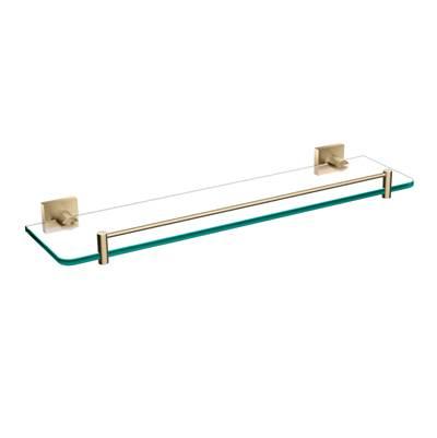 VentusE Glass Bathroom Shelf with Rail in Brushed Gold by Kraus
