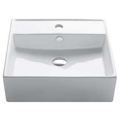 ElavoE Square Vessel White Porcelain Ceramic Bathroom Sink with Overflow, 18 1/2 by Kraus