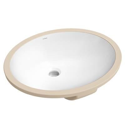 ElavoE 19.25 in. Oval Porcelain Ceramic Undermount Bathroom Sink in White with Overflow Drain by Kraus