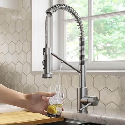 BoldenE 2-in-1 Commercial Style Pull-Down Single Handle Water Filter Kitchen Faucet for Reverse Osmosis or Water Filtration System in Spot Free Stainless Steel by Kraus