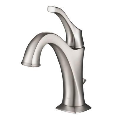 ArloE Spot-Free all-Brite Stainless Steel Single Handle Basin Bathroom Faucet with Lift Rod Drain and Deck Plate by Kraus