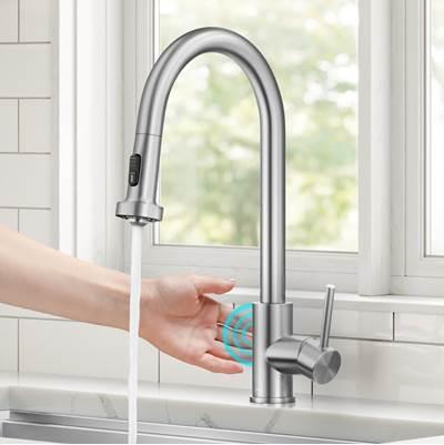 BoldenE Touchless Sensor 2-Function Single Handle Pull Down Kitchen Faucet in Spot-Free Stainless Steel