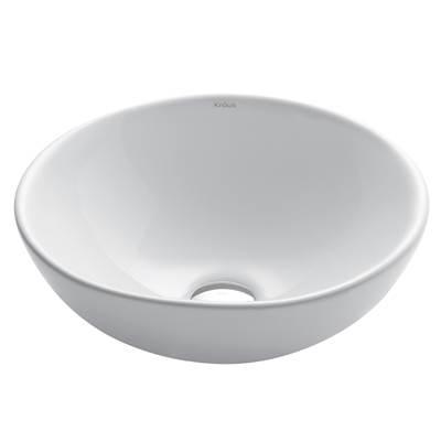 ElavoE Round Vessel White Porcelain Ceramic Bathroom Sink, 16 inch by Kraus