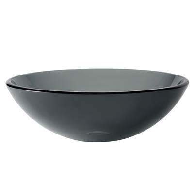 Round Clear Black Glass Vessel Bathroom Sink, 16 1/2 inch