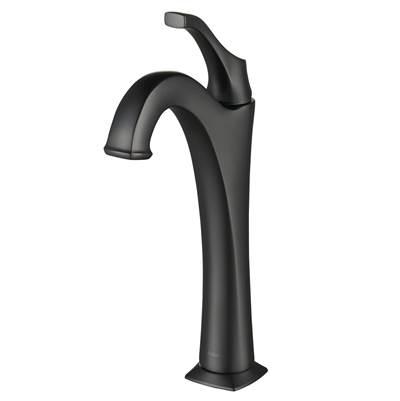 ArloE Matte Black Single Handle Vessel Bathroom Faucet with Pop Up Drain
