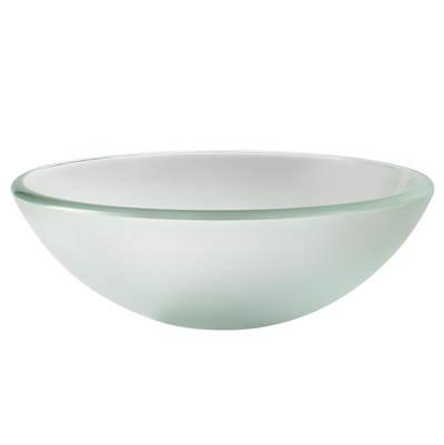 Round Frosted Glass Vessel Bathroom Sink, 14 inch