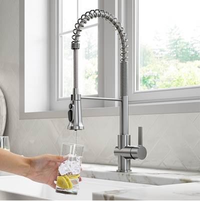 BrittE 2-in-1 Commercial Style Pull-Down Single Handle Water Filter Kitchen Faucet for Reverse Osmosis or Water Filtration System in Spot Free Stainless Steel