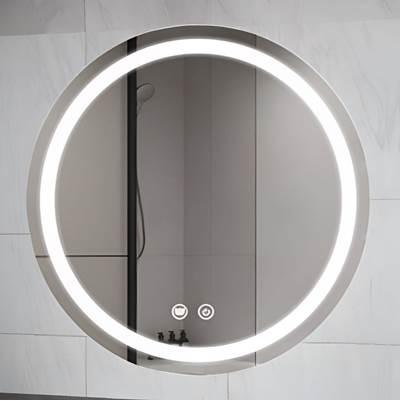 24 by 24 Inch Round Lighted Mirror with Anti-Fog