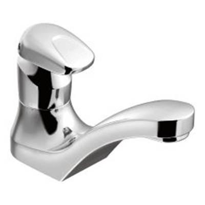 Chrome one-handle metering lavatory faucet by Moen Commercial