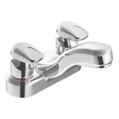 Chrome two-handle metering lavatory faucet by Moen Commercial