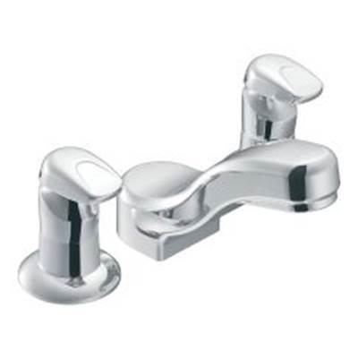 Chrome two-handle metering lavatory faucet by Moen Commercial