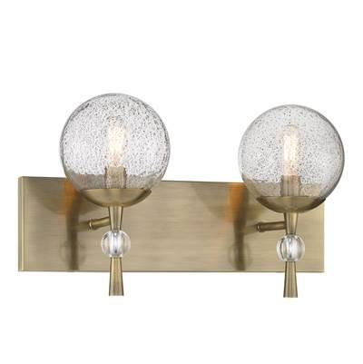 Populuxe 2-Light Oxidized Aged Brass Bath Vanity with Clear Volcanic Glass Shades by Minka-Lavery