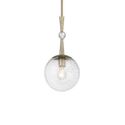 Populuxe 1-Light Oxidized Aged Brass Mini Pendant with Clear Volcanic Glass Shade