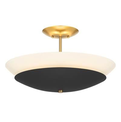 Bax 3-Light Sand Coal and Soft Brass Flush Mount