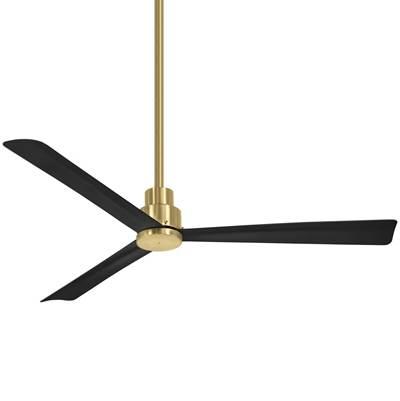 Simple 52 in. Soft Brass and Coal Ceiling Fan with Remote