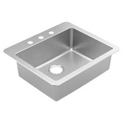 25''x22'' stainless steel 18 gauge single bowl drop in sink by Moen