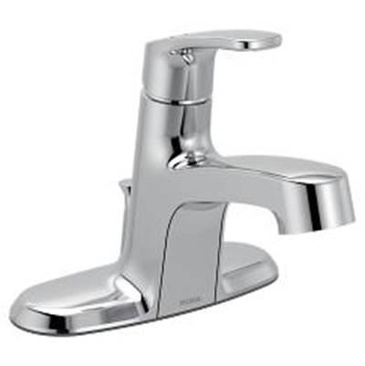 Chrome two-handle bathroom faucet by Moen