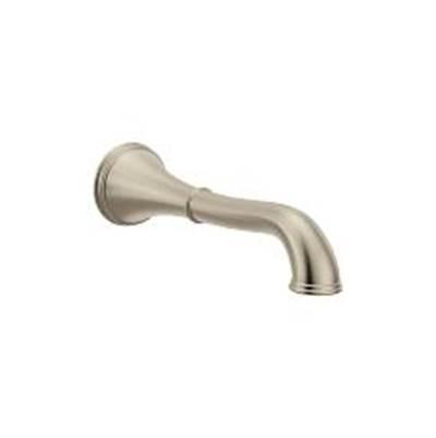 Brushed nickel tub filler by Moen