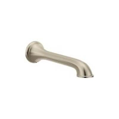 Brushed nickel tub filler by Moen