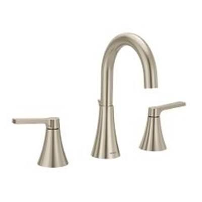 Brushed nickel two-handle bathroom faucet by Moen