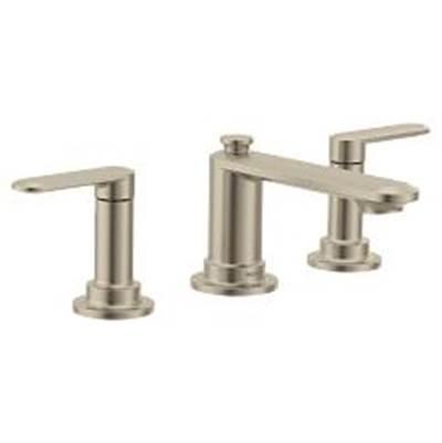 Brushed nickel two-handle bathroom faucet by Moen