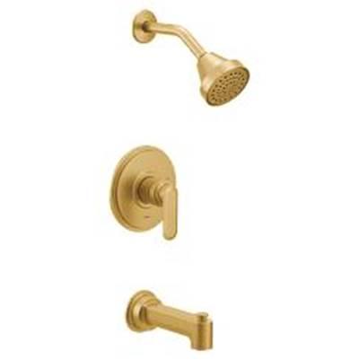 Brushed gold M-CORE 2 series tub/shower by Moen