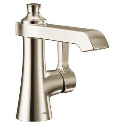 Flara One-Handle Single Hole Bathroom Faucet with Drain Assembly, Polished Nickel by Moen