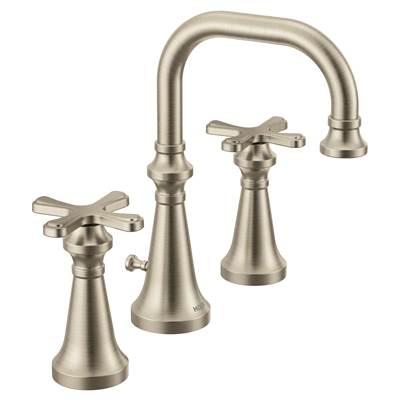Colinet Traditional Two-Handle Widespread High-Arc Bathroom Faucet with Cross Handles, Valve Required, in Brushed Nickel by Moen
