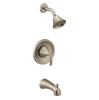 Glyde Single-Handle Eco-Performance Posi-Temp Tub and Shower Faucet Trim Kit in Brushed Nickel (Valve Sold Separately) by Moen
