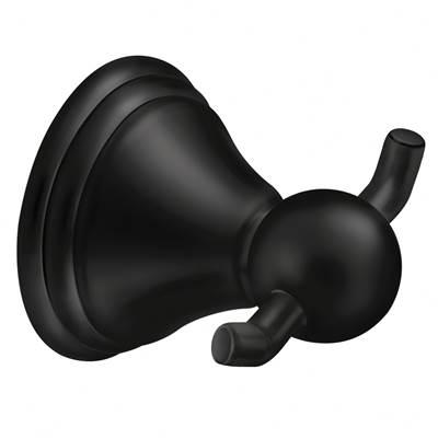 Matte Black Double Robe Hook by Moen