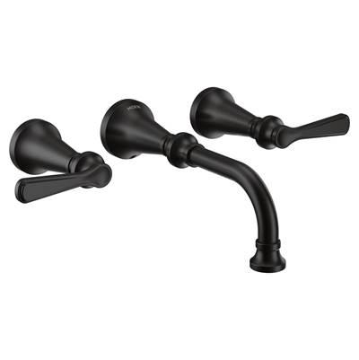 Colinet Traditional Lever Handle Wall Mount Bathroom Faucet Trim, Valve Required, in Matte Black by Moen