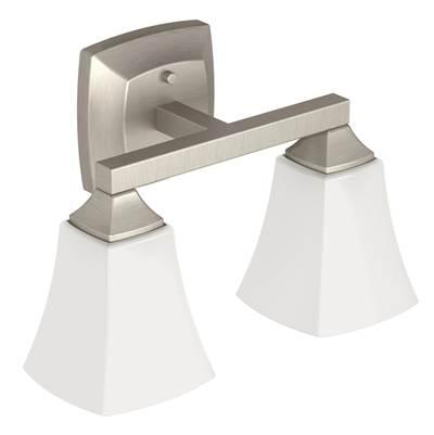 Brushed Nickel Two Globe Bath Light by Moen