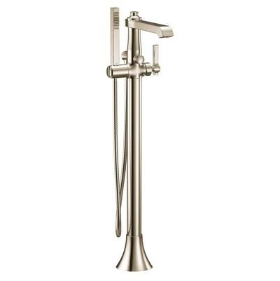 Flara One-Handle Freestanding Floor Mount Tub Filler with Handshower, Polished Nickel by Moen