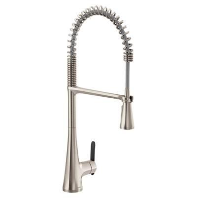 Sinema Single-Handle Pull-Down Sprayer Kitchen Faucet with Power Clean and Spring Spout in Spot Resist Stainless by Moen