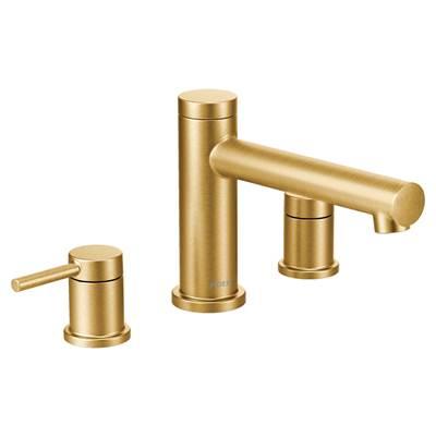 Align 2-Handle Deck Mount Roman Tub Faucet Trim Kit in Brushed Gold (Valve Sold Separately) by Moen
