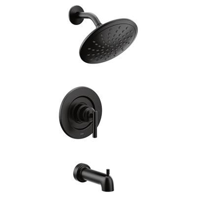 Gibson Posi-Temp Pressure Balancing Modern Tub and Shower Trim with 8-Inch Eco-Performance Rainshower, Valve Required, Matte Black