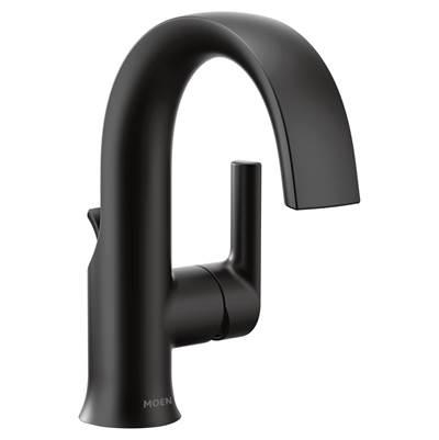Doux One-Handle High Arc Laminar Stream Bathroom Faucet, Matte Black by Moen