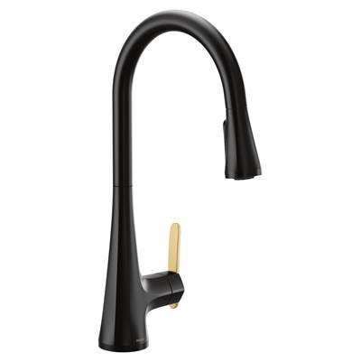 Sinema Single-Handle Pull-Down Sprayer Kitchen Faucet with Power Clean and 2 Handle Options in Matte Black