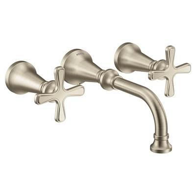 Colinet Traditional Cross Handle Wall Mount Bathroom Faucet Trim, Valve Required, in Brushed Nickel by Moen