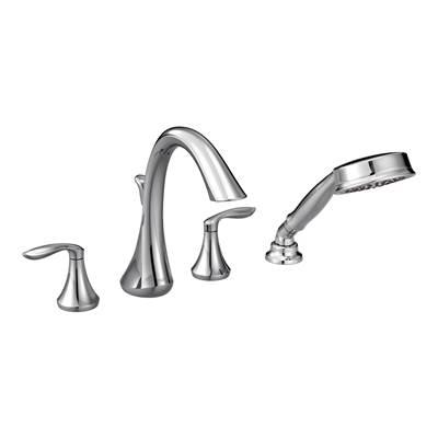 Eva 2-Handle Deck-Mount Roman Tub Faucet Trim Kit with Handshower in Chrome (Valve Sold Separately) by Moen