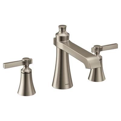 Flara 2-Handle Deck-Mount Roman Tub Faucet Trim Kit with Lever Handles in Brushed Nickel (Valve Sold Separately) by Moen
