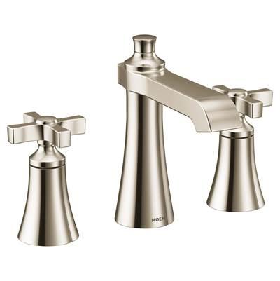 Flara 8 in. Widespread 2-Handle High-Arc Bathroom Faucet Trim Kit in Polished Nickel (Valve Sold Separately) by Moen