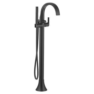 Doux One-Handle Freestanding Floor Mount Tub Filler with Handshower, Matte Black by Moen