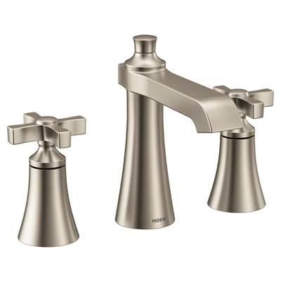 Flara 8 in. Widespread 2-Handle High-Arc Bathroom Faucet Trim Kit in Brushed Nickel (Valve Sold Separately) by Moen
