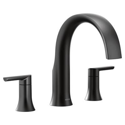 Doux 2-Handle Deck Mount Roman Tub Faucet Trim Kit in Matte Black (Valve Sold Separately) by Moen