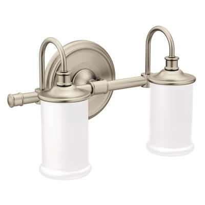 Brushed Nickel Two Globe Bath Light by Moen